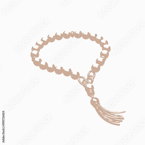 A detailed close up of a rose gold rosary prayer beads necklace.