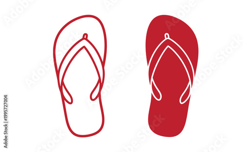 Red flip flop on white and red backgrounds flip flops sandals footwear