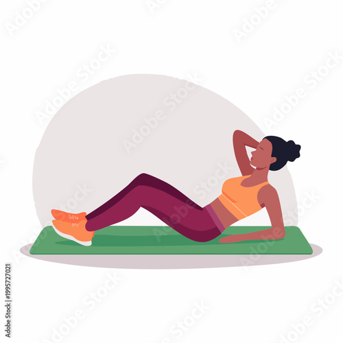 Woman Doing Crunches on Yoga Mat