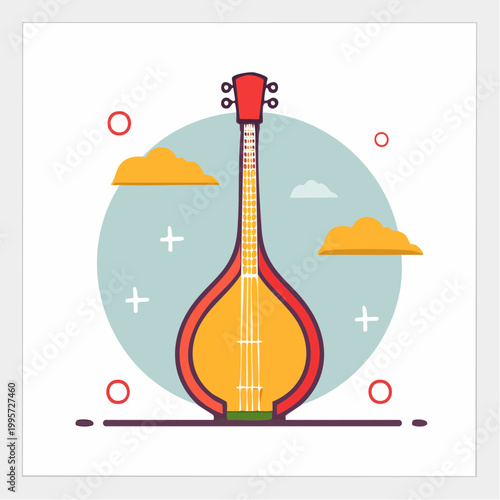 Illustration of a Saz, a Middle Eastern Stringed Instrument
