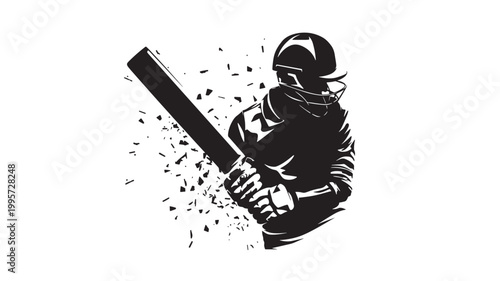 Ninja warrior holding a sword in dynamic action pose with black silhouettes and splashing debris effect