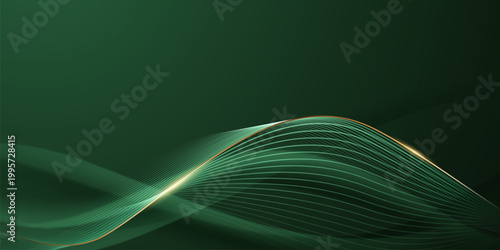 green abstract background design with elegant golden elements vector illustration