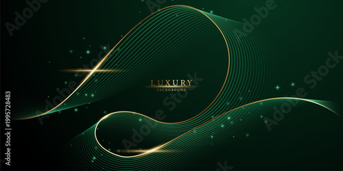green abstract background design with elegant golden elements vector illustration