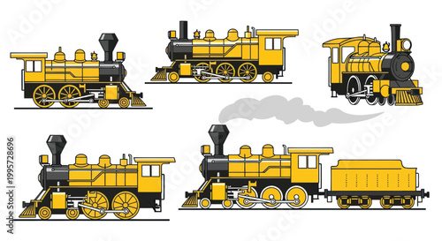 Vintage Yellow Steam Locomotives Collection