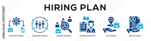 Glyphcolor - Hiring Plan web banner vector illustration concept