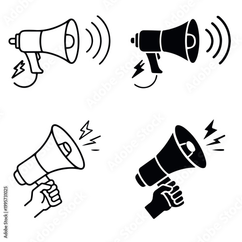 Konstfotografi Professional black and white megaphone icon set featuring hand held and standalo
