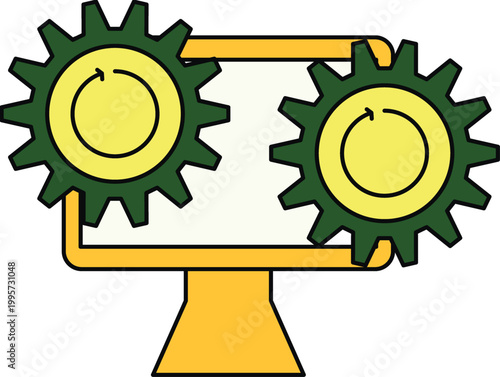 Process automation gears on screen