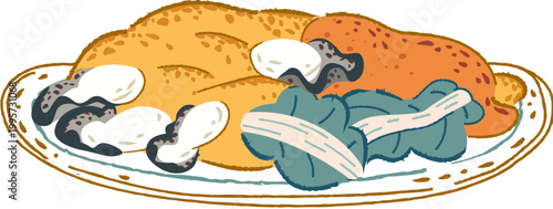 Oyster Omelet on a plate