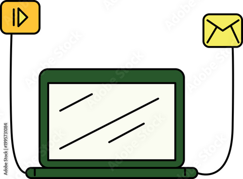 Laptop process automation icons