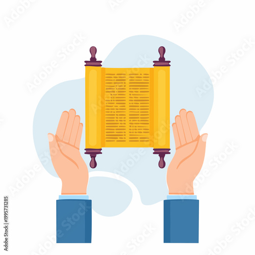 Hands Holding a Torah Scroll