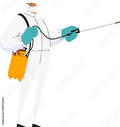 Worker in hazmat suit