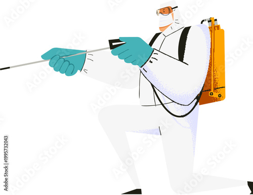 Worker in hazmat suit