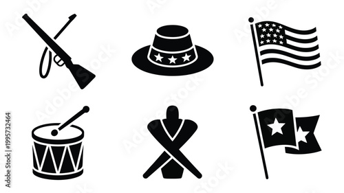 Patriotic american symbols and icons for memorial day or independence day celebrations