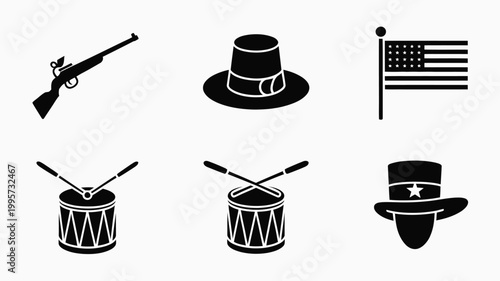 Foto Patriotic american symbols and objects for independence day patriots day or memo