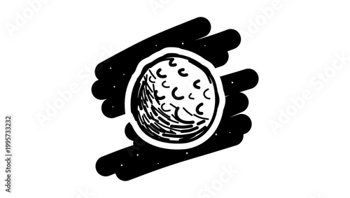 moon symbol, black isolated silhouette