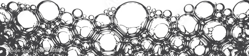 Black and white of soap suds and bubbles