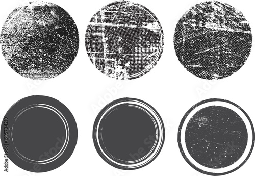 Grunge post Stamps Collection, Circles. Banners, Insignias , Logos, Icons, Labels and Badges Set . vector distress textures.blank shapes.
