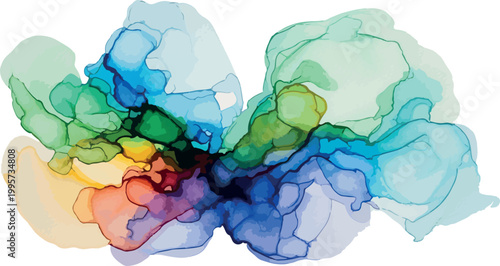 Multicolor alcohol ink wash with fluid organic shapes