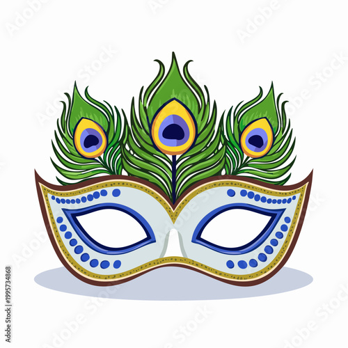 Masquerade Mask with Peacock Feathers