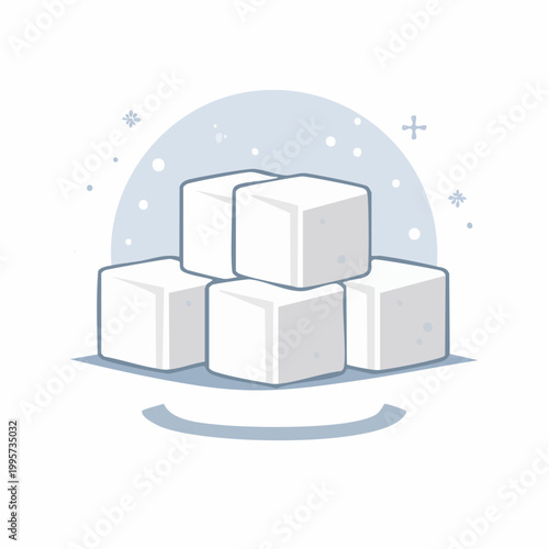 Pile of Sugar Cubes with Snowflakes