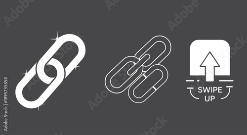 White link and swipe up on black background