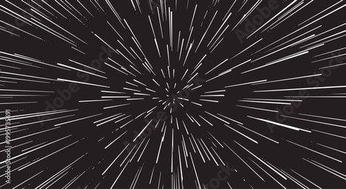 White radial speed lines on black background, warp effect