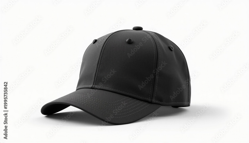 Fototapeta premium black baseball cap on a white background, space for text
