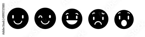 Banner Emoticons set. Emoji faces collection. smile, wink, creative, worried, surprise vector graphic design