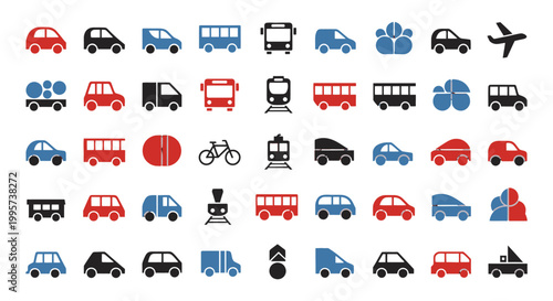 Transportation icons for various travel modes.