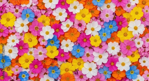 Vibrant field of colorful cosmos flowers