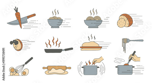 icons of food preparation and cooking.