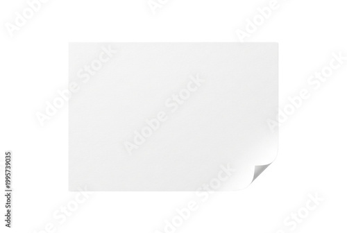 Tableau sur toile Blank white rectangular paper sheet with curled corner isolated