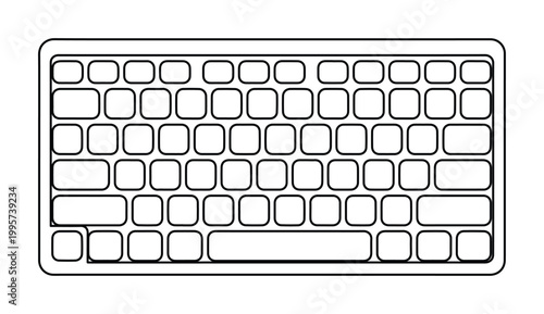 Minimalist Outline Computer Keyboard Vector Icon