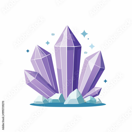 Purple Crystal Cluster with Sparkles