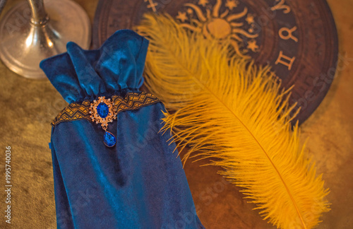 Luxury Velvet Tarot Card Pouch Set with Spiritual Symbols. Sacred Space Ritual Decor