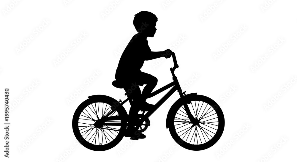 Naklejka premium silhouette of a boy with a bicycle