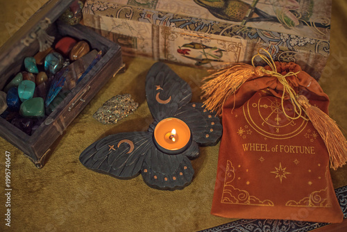 Luxury Velvet Tarot Card Pouch Set with Spiritual Symbols. Sacred Space Ritual Decor