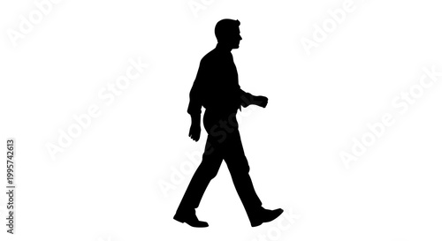Εκτύπωση καμβά Silhouette of a man in formal attire walking, isolated on transparent background
