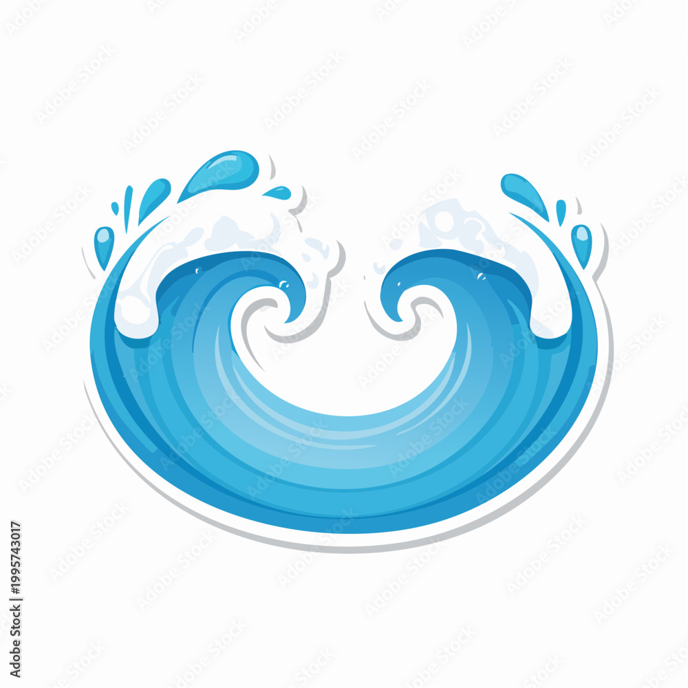 Fototapeta premium Stylized Blue Ocean Wave with White Foam