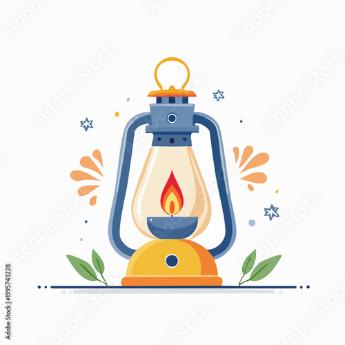 Vintage oil lantern with a flame