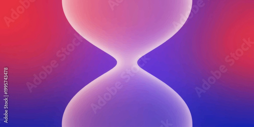 3D render and vector illustration of colorful heart shaped balloons and a pink glass hourglass symbol representing romantic love and time on a blue background