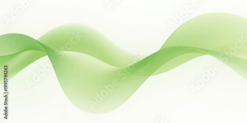Abstract green background with a flowing ribbon design featuring eco nature waves and artistic yellow light curves in a vector texture wallpaper template
