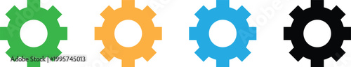 Colorful gear icons in green orange blue and black