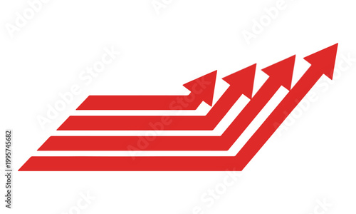 Red Rising Arrows Representing Growth and Business Success Vector