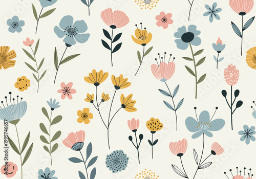 Artistic ink floral pattern with expressive lines and minimal color capturing the essence of botanical forms