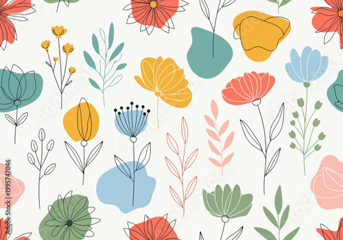 Bright spring bloom pattern with fresh colors and lively arrangement celebrating renewal and seasonal change