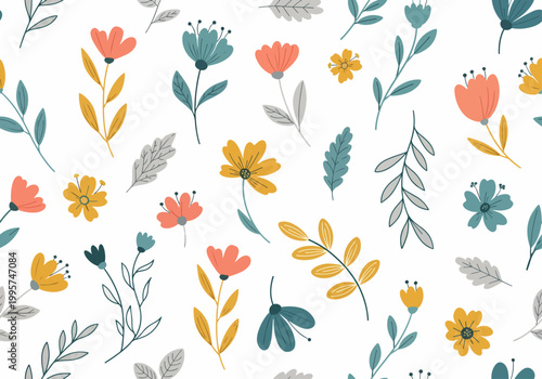 Seamless cherry blossom pattern with drifting petals creating a serene and poetic visual atmosphere