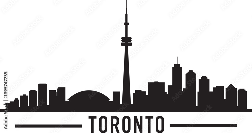 Fototapeta premium Toronto skyline silhouette with iconic tower and cityscape vector illustration with city
