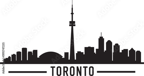 Toronto skyline silhouette with iconic tower and cityscape vector illustration with city