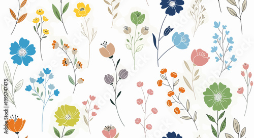 Vibrant tropical flower pattern with exotic leaves and bright colors evoking a lively and refreshing summer atmosphere